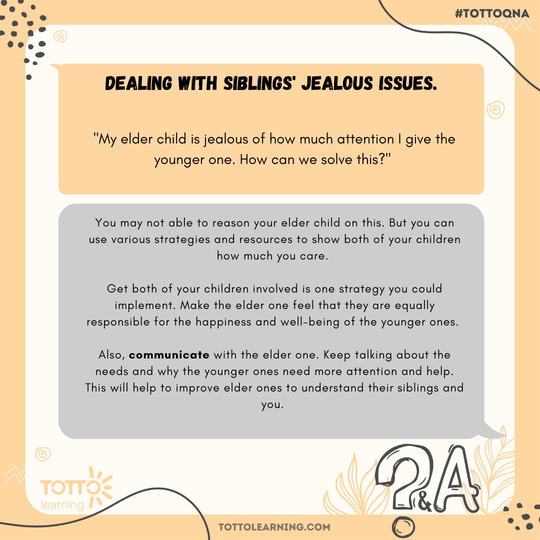 Hey It's Monday and here is Totto's Q&amp;A.
David Frost once said "Having one child makes you a parent; having two, you are a referee." 
Here are a few things you could try with your children.
#tottolearning #parenthood #tottoqna