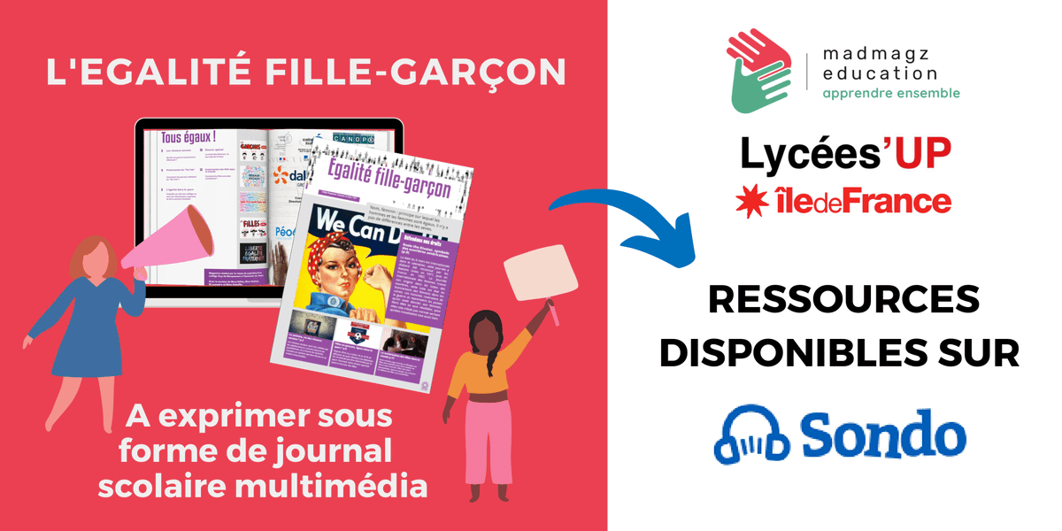 MadmagzEdu's tweet photo. ⏰| Enseignants des lycées d'@iledefrance : dernier jour pour participer à #LyceesUp ! : https://t.co/pp11F6cubx
👉Choisissez @Madmagz et son kit pédagogique numérique sur l'égalité fille-garçon 👫
📚 Bonus : @SondoSondido dispose de ressources complémentaires sur ce thème ! https://t.co/Okqgw5kqyh