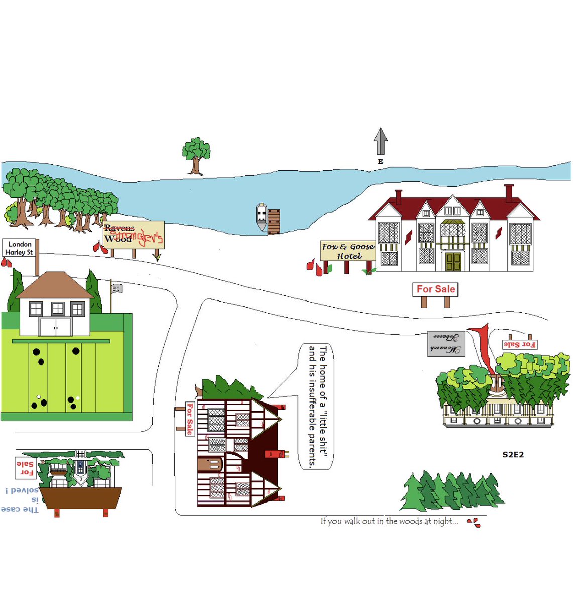 @midsomer_mapping has been up to her usual tricks helping you explore our Midsomer Worthy location this month. Come and explore. Just stay out of the woods #imaginarymaps #midsomermurderspodcast