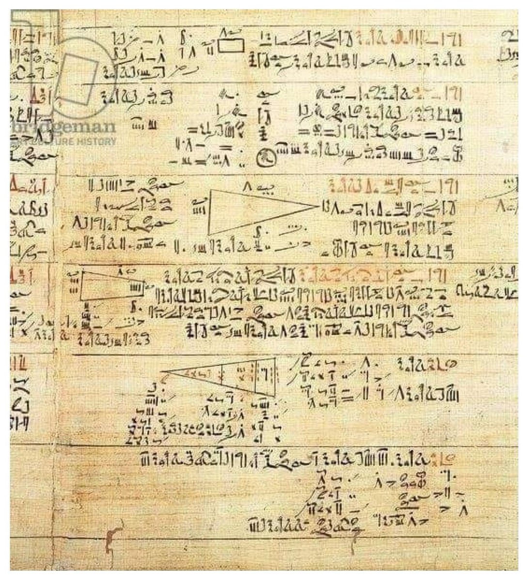 THS_History's tweet photo. Studying for your final maths assessments? Check out this Ancient Egyptian papyrus which is a study guide to arithmetic and geometry from around 1550BC. #ancientegypt #maths #learning #schooltextbook https://t.co/YW4qAo7gqz