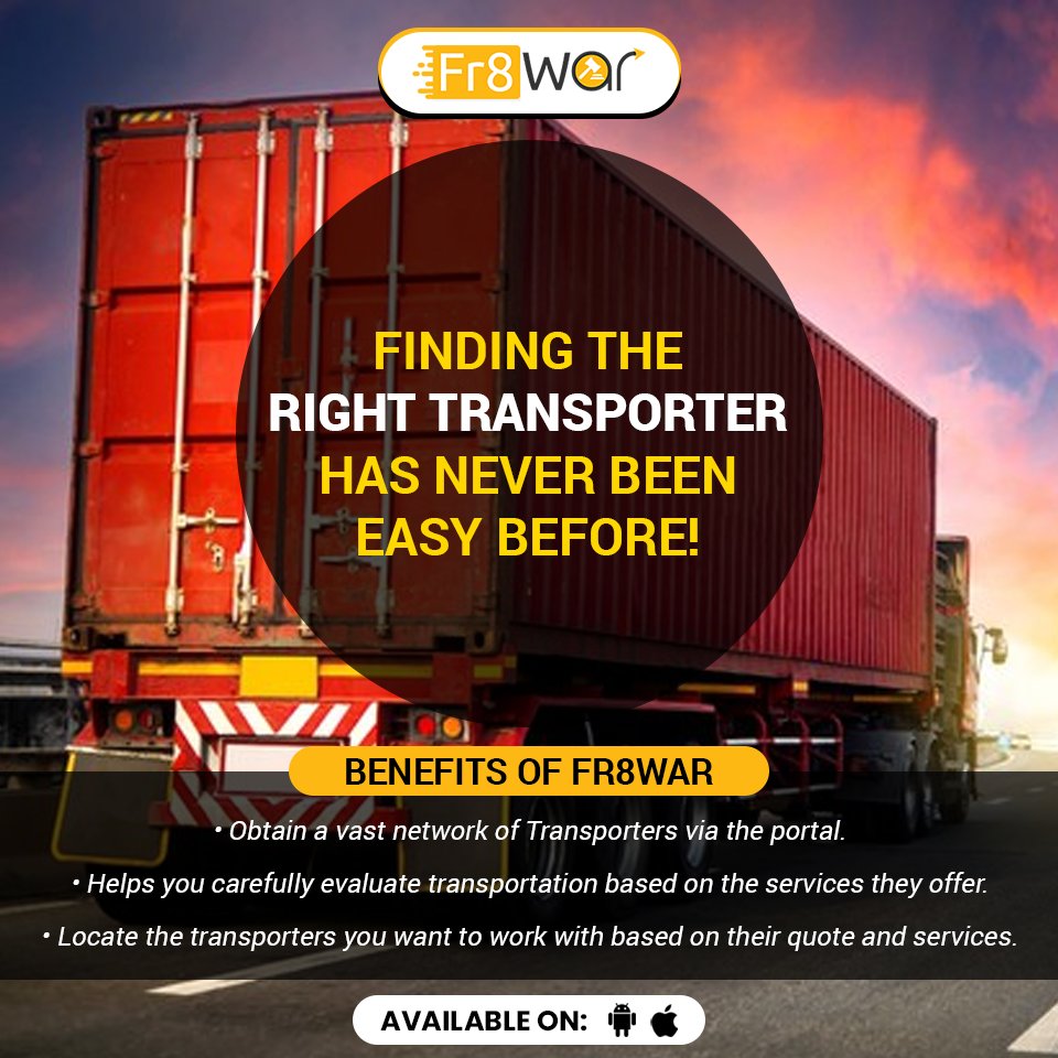 Fr8warTech's tweet image. Are you Consigner?
Are you facing a Hard time locating transporters?
Then, Fr8WAR is at your service.

#Fr8WAR #Logistics #Transportaion #Supplychain #Transport #USA #USA_LogisticsSector #India #China #Consigner