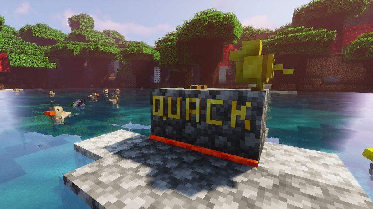 FedTheDuck's tweet photo. No one:
Me: "ehy let's build a golden duck for the duck pond"

#minecraftduck https://t.co/QobKGTWBBD