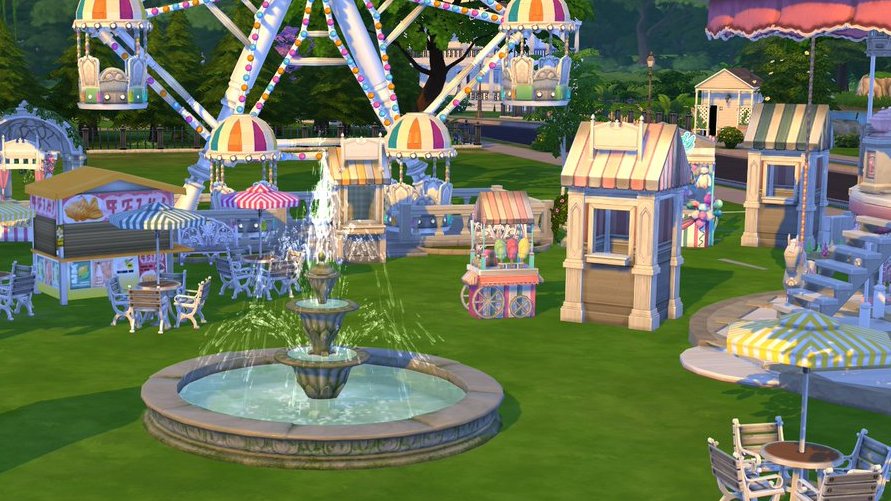 SatiSimBuilds's tweet photo. I cut my footage, scripted the voiceover and now went on to film a tour of the build....
When i noticed i kinda hate it 🙃
I moved the Carnival to a more natural Lot and i think i prefer plants over concrete... I hope so 😂 
On to some finishing touches!🎡

#thesims4 #sims4 #ts4 https://t.co/Bmsdu2rdia