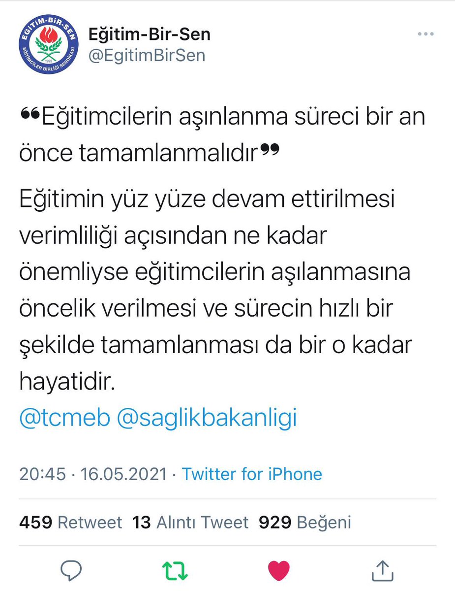Okulların açılmamasını öğretmenlere bağlamak ya eğitimi kimin yönettiğini bilmemekten ya da öğretmenlere yönelik husumetten kaynaklanıyor.

Eğitimciler acil aşılanma bitsin 
eğitim yüz yüze devam etsin istiyor. 

Öğrenmek isterseniz bunlar sitemizde ve raporlarımızda mevcut.