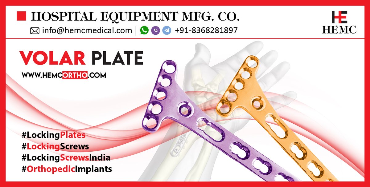 HemcOrtho's tweet image. HEMC Medical provides a wide range of high quality #VolarPlates and other #OrthopedicImplants at very best very prices.
hemcortho.com/product-catego…
#LockingPlates
#LockingScrews
#LockingScrewsIndia
#LockingScrewsExporter
#HEMCOrtho
#HEMCIndia
#hemcmedical