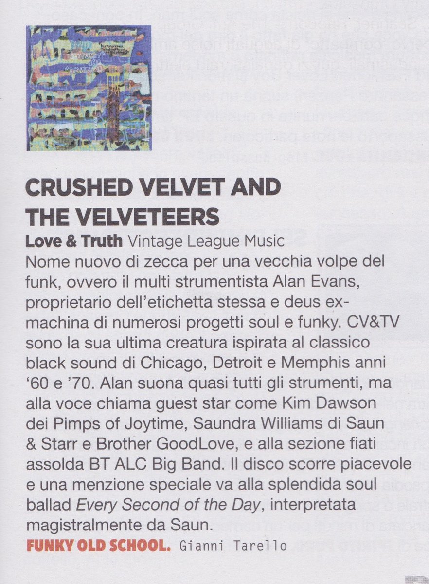 Willwork4funk (@willwork4funk) on Twitter photo "A pleasure to listen to!" - Italian mag Rockerilla has got the scoop on <a href="/playonbrother/">Alan Evans</a>'s upcoming album #LoveAndTruth by his alter ego outfit Crushed Velvet and the Velveteers, coming next month on <a href="/VintageLMusic/">Vintage League Music</a>! "A pleasure to listen to!" - Italian mag Rockerilla has got the scoop on <a href="/playonbrother/">Alan Evans</a>'s upcoming album #LoveAndTruth by his alter ego outfit Crushed Velvet and the Velveteers, coming next month on <a href="/VintageLMusic/">Vintage League Music</a>!
