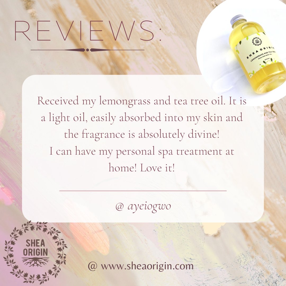 SheaOrigin's tweet image. Customer Reviews 💃🏽💃🏽

Our natural Shea Butter products supplies nourishment for your skin leaving it Radiant and Healthy!✨

Shop @ sheaorigin.com or send us a DM.