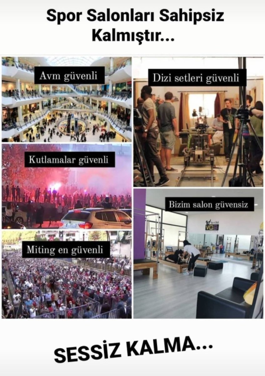 Kurt kışı geçirir ama yediği ayazı unutmaz.Spor Salonlarını pandemi başladığından bu yana sürekli ve uzun süreli olarak kapatıyorsunuz.
Bu ayazı biz unutmayız 
#acilkararnamegericekilsin 
#17mayistaacilmaliyiz 
<a href="/tcbestepe/">T.C. Cumhurbaşkanlığı</a> 
<a href="/suleymansoylu/">Süleyman Soylu</a> 
<a href="/kasapoglu/">Dr. Mehmet Kasapoğlu</a>