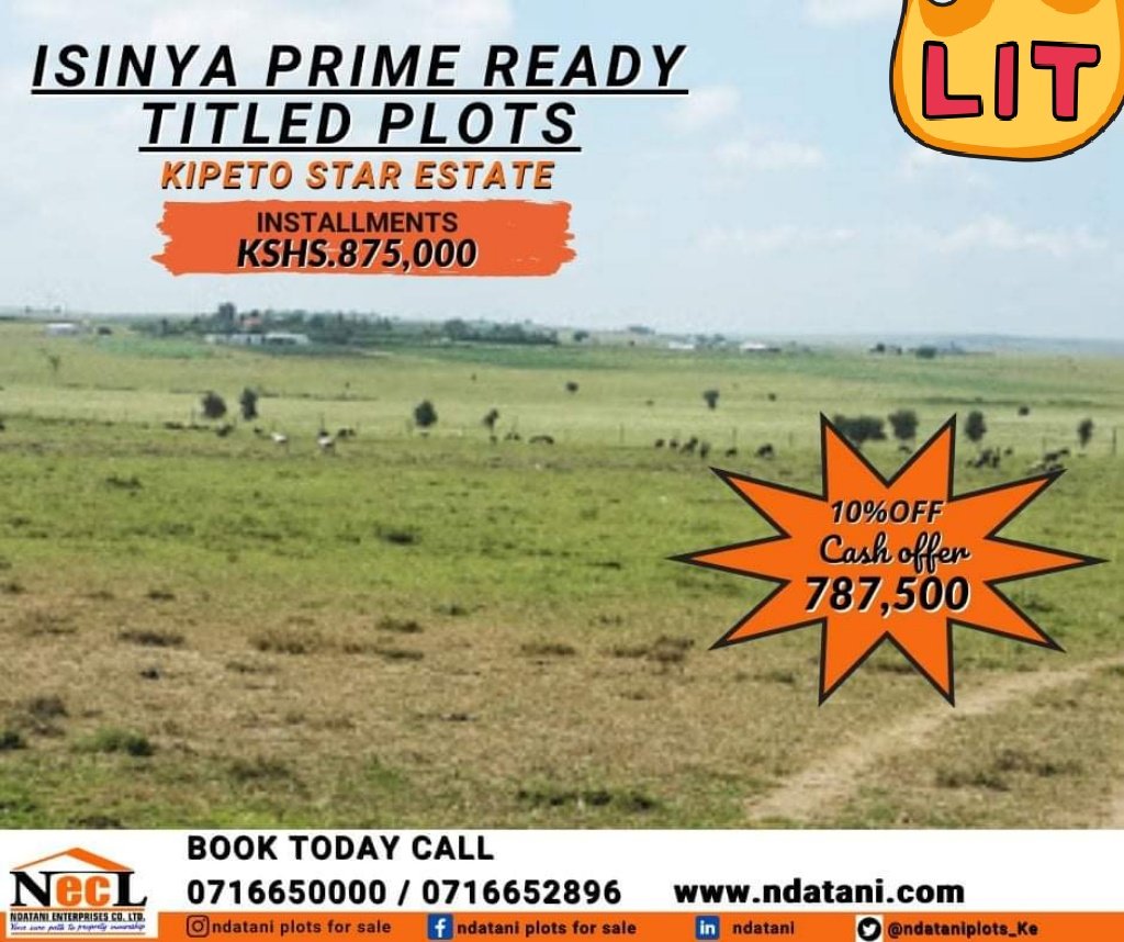 JamesBuld's tweet image. #NdataniDiscountedPlots #KipetoHeights located 5km from Isinya Town along Isinya -Kiserian pipeline road.. Ideal for immediate settlement . This prime plot is pocket friendly with flexible payment terms .. Call @ndataniplots_Ke today 0720555111
