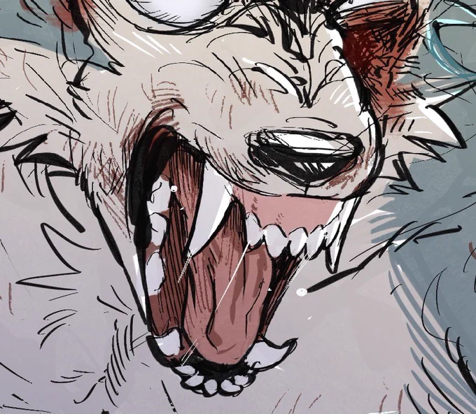 #このタグを見た人は自分の絵柄の口部分を見せる
素晴らしいタグを見つけたので🐺✨ 