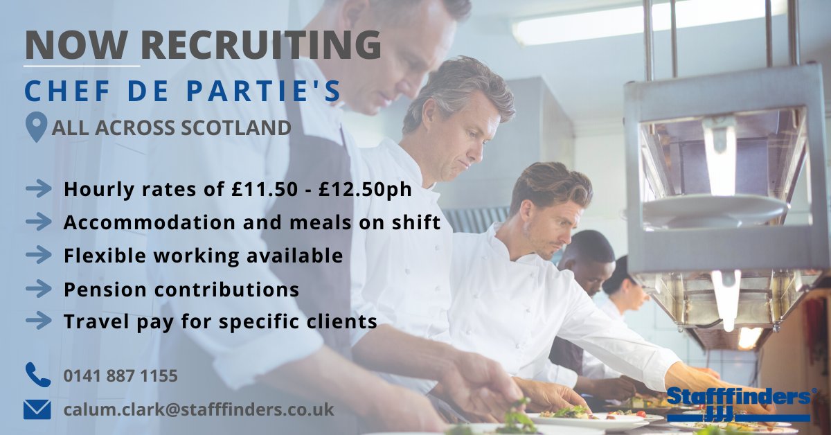 👨‍🍳 Now recruiting | Chef De Partie's

📍 Opportunities all across Scotland

📩calum.clark@stafffinders.co.uk

#ChefJobs #ChefDePartie #HospitalityJobs
