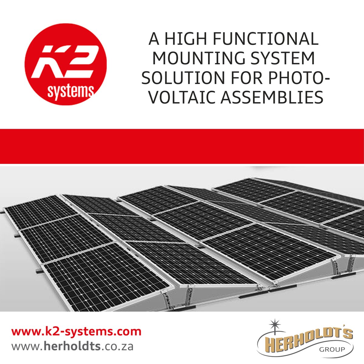 HerholdtsGroup's tweet photo. Order Online Today:
https://t.co/E3Pimm0IVL

K2 Systems is your roof-top expert.  As a manufacturer of mounting systems for solar technology.  

#herholdts #herholdtsgroup #electrical #lighting #renewables #K2Systems #k2base #module #pvsystem #mountingsystems #systemsolutions https://t.co/JdNpTBmWMr