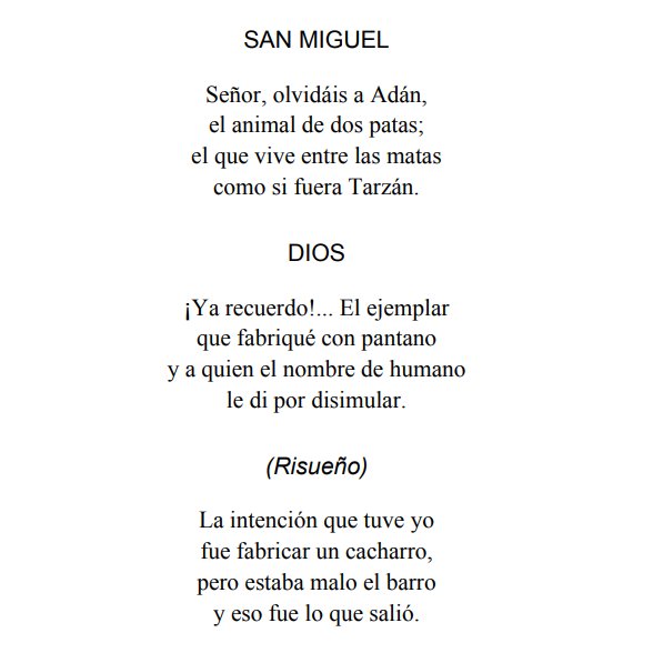 SoyArepita's tweet photo. DIOS:
¿Nudista?... Debe haber
alguna equivocación;
yo ayer hice el cigarrón,
el picure y el cochino,
pero ninguno anda chino;
todos tienen pantalón.
LA TORTA QUE PUSO ADÁN (sainete)
Página 188
#HumorYAmor #17May #Hilo #AquilesNazoa https://t.co/t2fsyIPP8u