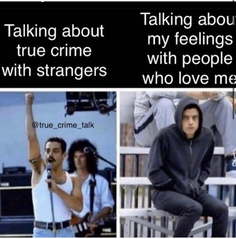 Yep. Now let’s talk some true crime. What podcast are you listening to this week?