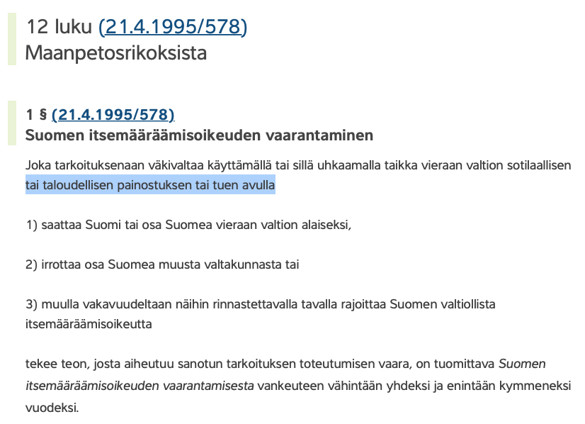 IkeNovikoff's tweet image. Tein juuri Puolustusvoimille sotilasvalani mukaisen ilmoituksen Suomen itsemääräämisoikeuden vaarantamisesta huomisessa eduskunnan äänestyksessä (HE260). Vala, historia  ja rakkaus isänmaata kohtaan velvoittavat. Terveisin reservin kersantti I.T.  #elpymispaketti #elpymisrahasto