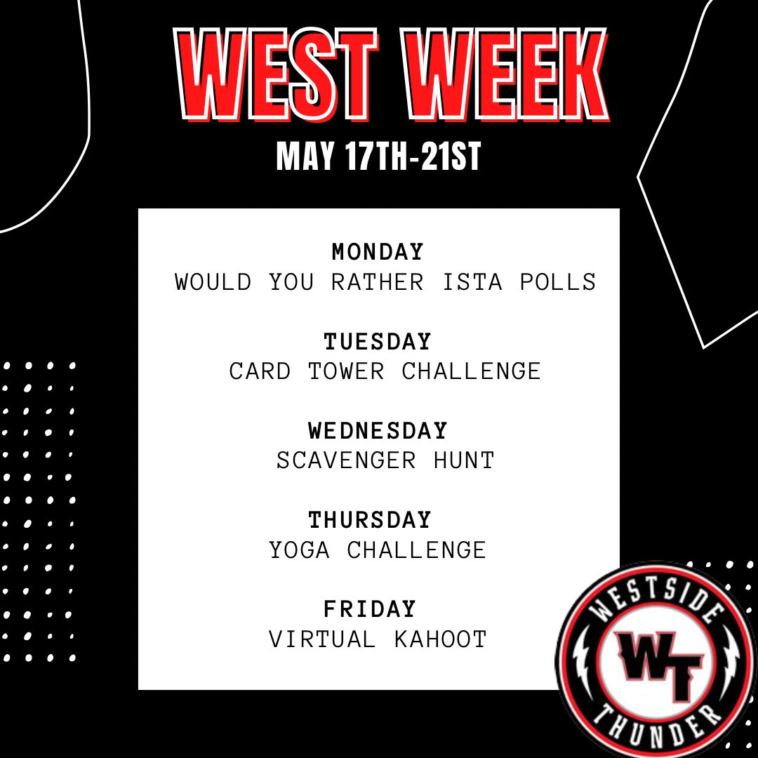 WSSStudentUnion's tweet photo. This week is West Week each day a different challenge or activity will be posted that you can participate in! https://t.co/6tcxOuszuy