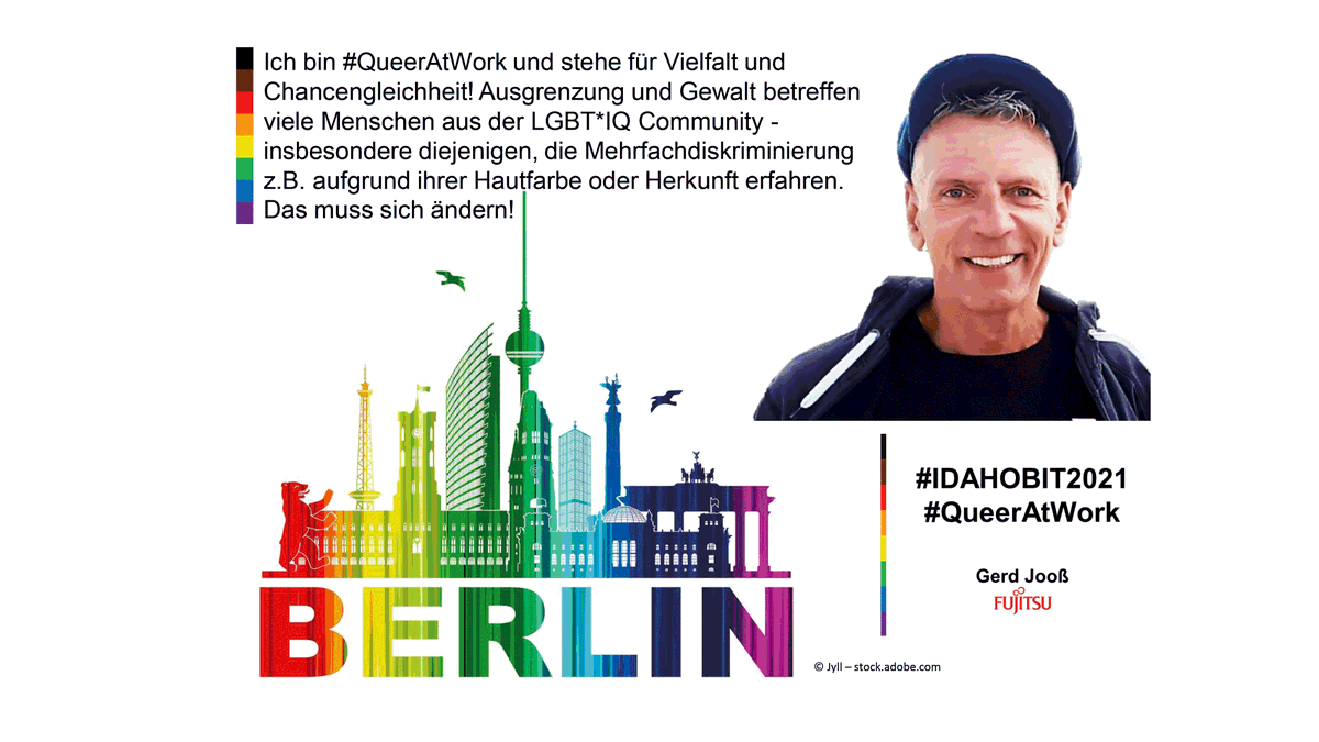 FujitsuPolicyDE's tweet photo. Zum diesjährigen #IDAHOBIT ein Statement von unserem Gerd:
#LGBTIQ #IDAHOBIT2021 #FreeToBeMe #DifferentIsGood #RainbowEurope #StandUp4HumanRights #LoveIsLove #LGBTIQRightsAreHumanRights #ProutAtWork #FlaggeFürVielfalt #becompletlyyou #diversityatwork #QueerAtWork @FujitsuPride https://t.co/DW4CpKmlDT