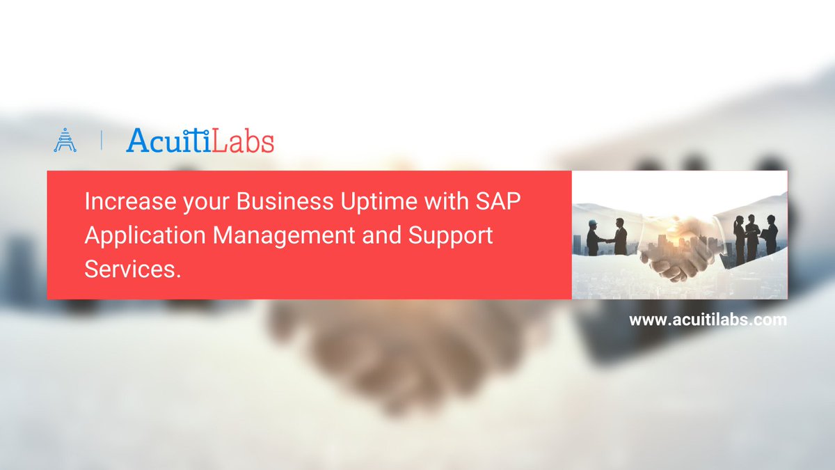 Acuiti__Labs's tweet image. Acuiti Labs provides comprehensive SAP Application Management Services, to help generate maximum value through continuous innovation in support services. For service details, visit &amp;gt;&amp;gt; bit.ly/3flFwhP  

#sapamssupport #sapams
