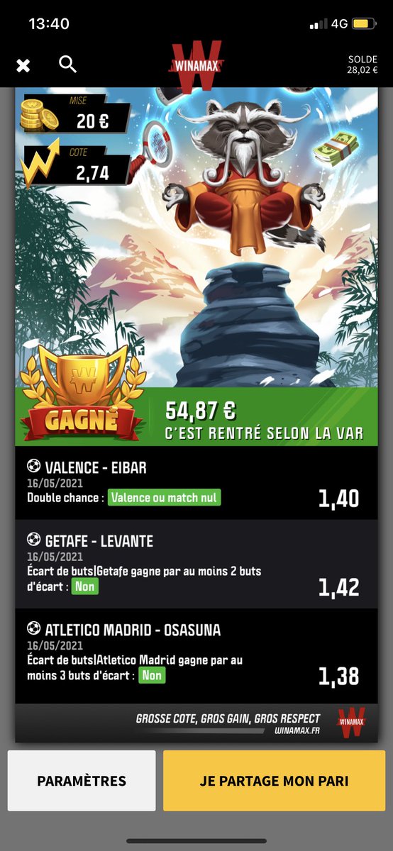 BMPronos3's tweet image. la côte a 2.74 qui était prévue hier 💪 #parionsport #pronos #TeamParieur