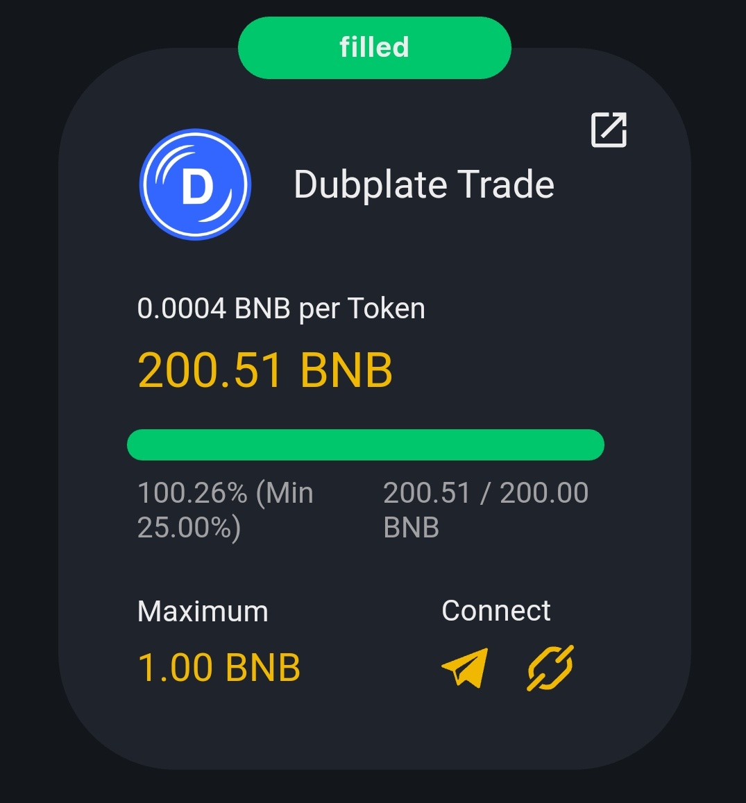 DubplateT's tweet photo. Incredible - presale sold out already in just over half an hour 🚀
@BSCstarter
#DUBToken https://t.co/jV4Pjg7tOm