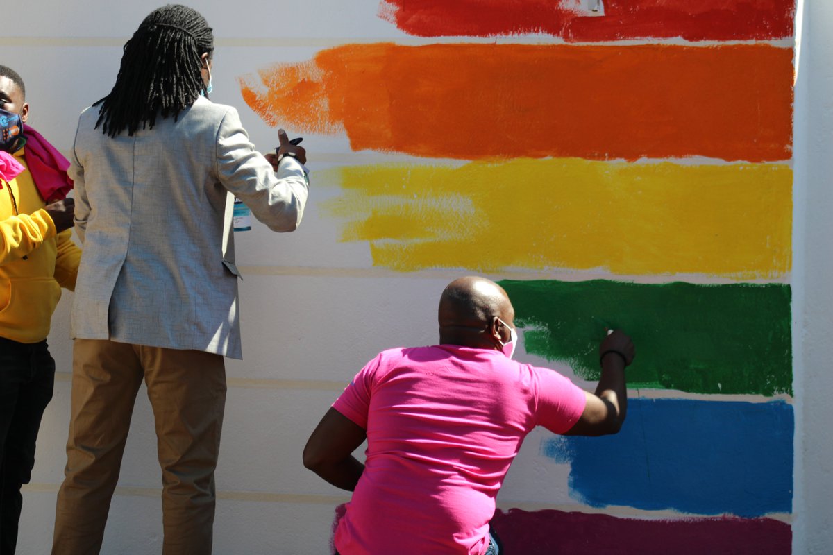 galzinf's tweet photo. The Ambassador of @NLinZimbabwe did the honour of painting the first brush strokes on our #Pride Wall for #galzidahot and was later joined by #LGBTI sector leaders in celebration of all the gender identities, sexual orientations and expressions under the rainbow 🏳️‍🌈 https://t.co/NdLZ1KL5m4