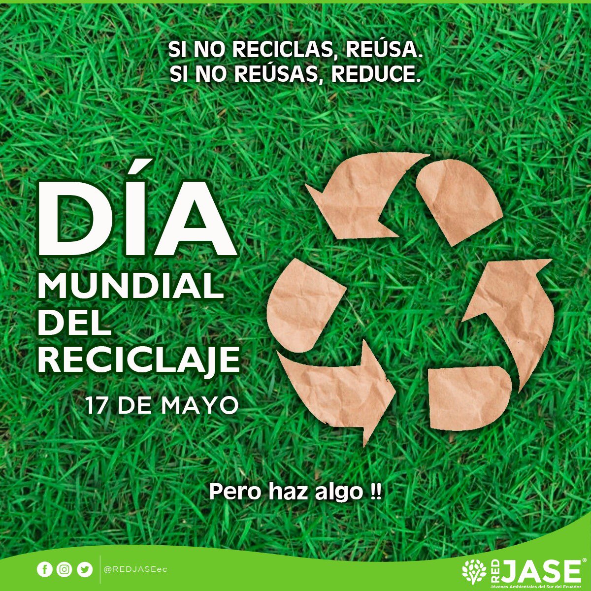 #DíaMundialdelReciclaje tiene el objetivo de preservar el medioambiente y reducir la contaminación que provocan los residuos que generamos en casa.

Reciclar no solo es una responsabilidad de las instituciones o de los grupos ambientalistas, es responsabilidad de todos.
