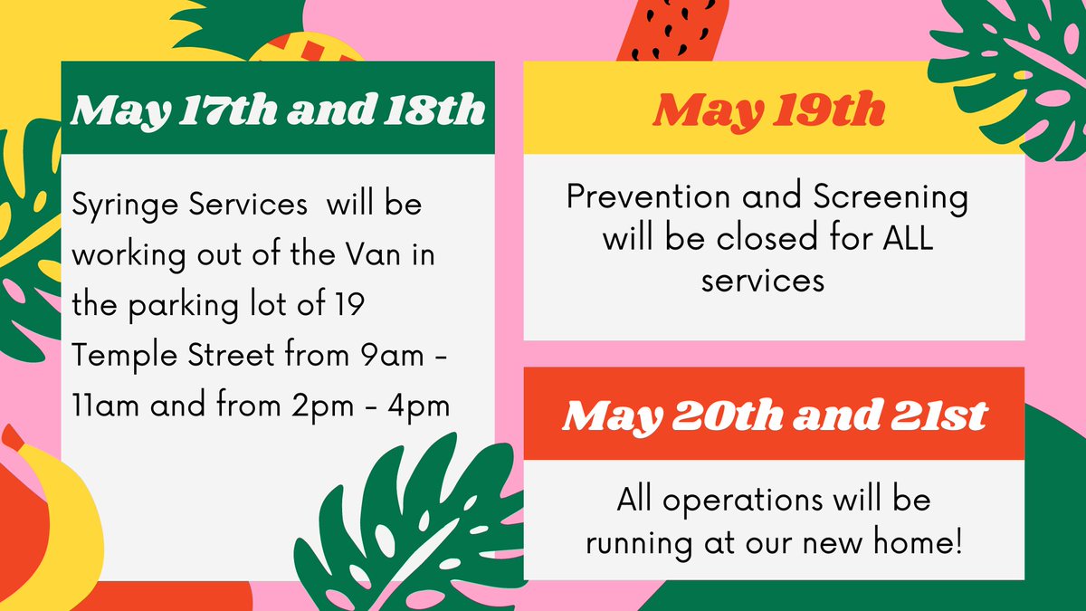 project_aids's tweet photo. REMINDER! Prevention and Screening is operating on an amended schedule for this week! 

Hours have been adjusted slightly from our last post about this, so note the time changes! https://t.co/lcijNetSCY