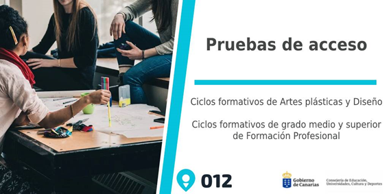 012Gobcan's tweet photo. Ya puedes consultar las listas #definitivas de personas inscritas en las #pruebas de #acceso a ⤵️
🔘Ciclos formativos de #Artes plásticas y #Diseño
🔘Ciclos formativos de grado medio y superior de Formación Profesional https://t.co/Q44O9P9CFR https://t.co/DTK5luTltQ