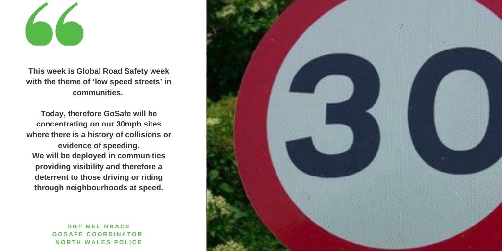 GanBwyll / GoSafe (@gosafecymru) on Twitter photo As part of #GlobalRoadSafetyWeek, our colleagues in <a href="/NWPolice/">North Wales Police</a> are running a 30mph campaign today, focusing on areas with a history of collision or evidence of speeding. #GoSafe #RoadSafety #StandUpForSlowingDown As part of #GlobalRoadSafetyWeek, our colleagues in <a href="/NWPolice/">North Wales Police</a> are running a 30mph campaign today, focusing on areas with a history of collision or evidence of speeding. #GoSafe #RoadSafety #StandUpForSlowingDown