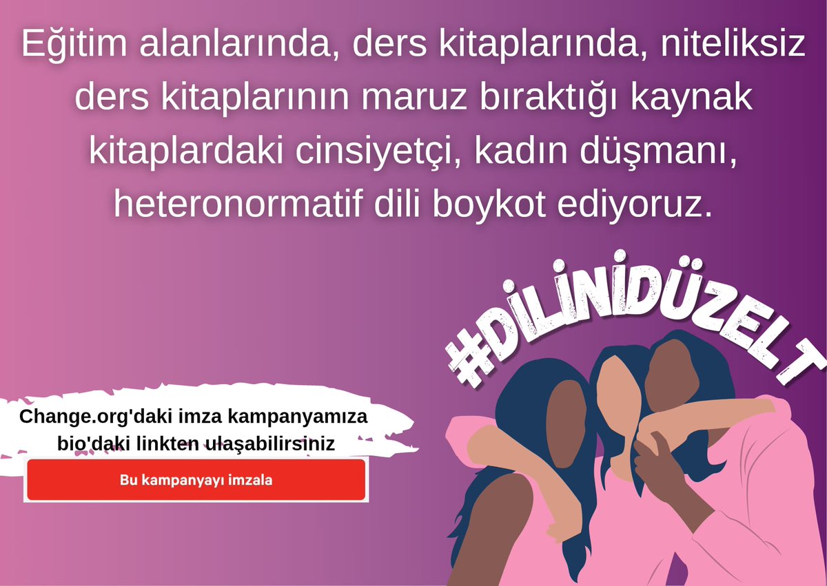 Change.org'daki #DİLİNİDÜZELT kampanyamıza destek ol, birlikte eril dili boykot edelim💜
Kampanya linki bioda🌈