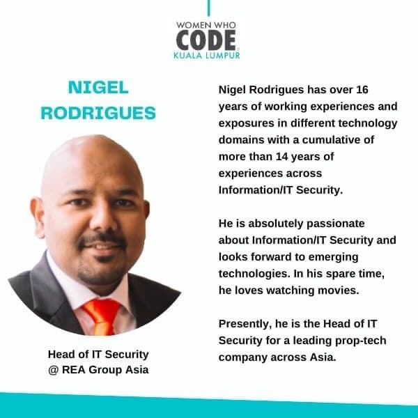 Two more days to Career Talk: Getting Started in Cybersecurity! 

The second speaker in our lineup, Nigel Rodrigues, is the Head of IT Security at <a href="/REA_Group/">REA Group</a> Asia, a multinational prop-tech company.

Register for the event here! cybersecuritytalk1.peatix.com