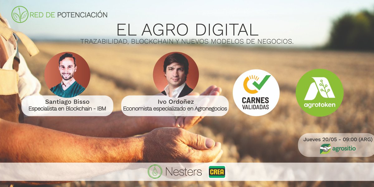 Club_AgTech's tweet image. El Jueves 20 de mayo, se llevará a a cabo el segundo encuentro de la #RDP2021 @nesterstech @crea_arg 👉🏼 El agro digital: trazabilidad, blockchain y nuevos modelos de negocios..

Para anotarte ingresá en: www2.eventosagr.com/nesters/regist…
