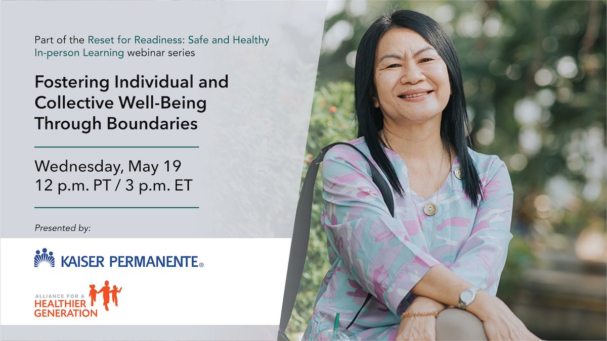 Establishing and maintaining boundaries is never easy, especially given the times we're in. 

Learn how to translate your personal values into clear boundaries in this #webinar hosted by <a href="/thrivingschools/">thrivingschools</a> and <a href="/HealthierGen/">Alliance for a Healthier Generation</a> #SchoolHealth 

👇👇👇👇
k-p.li/3aYjCxL