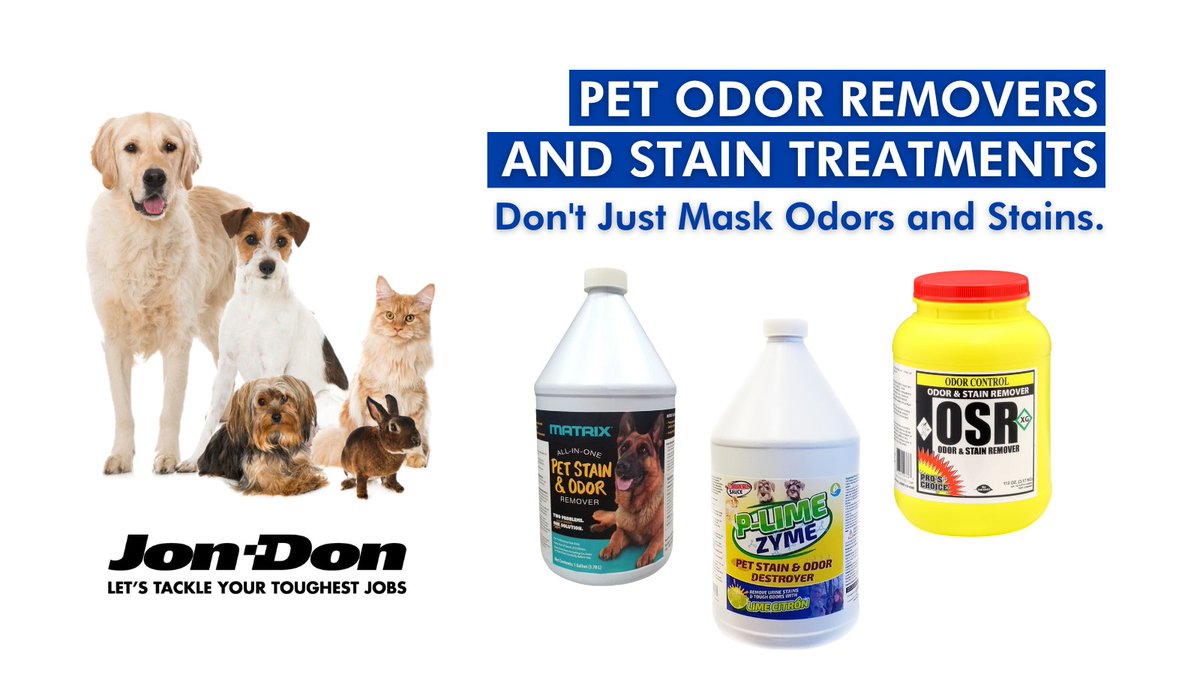 Jondonllc's tweet photo. #JonDon carries powerful formulas that eliminate pet odors & stains at their source so you can achieve a deep-down clean in less time.
WOW your customers on every pet odor job with top-quality chemistry from Jon-Don!
Shop here ↓
https://t.co/BuFCkFY9Uj https://t.co/NHqBMp2JjZ