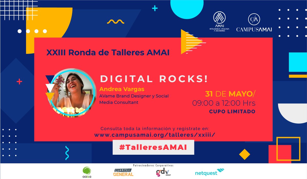 AmaiMexico's tweet photo. Digital rocks! No te pierdas #TalleresAMAI con la presentación de 
@andreavame

Contexto digital, estrategias, plataformas, tendencias y las oportunidades que hay durante y la post pandemia.

Cupo limitado, regístrate ahora: https://t.co/K7SAR8pBb3 https://t.co/uAHA91IqWI