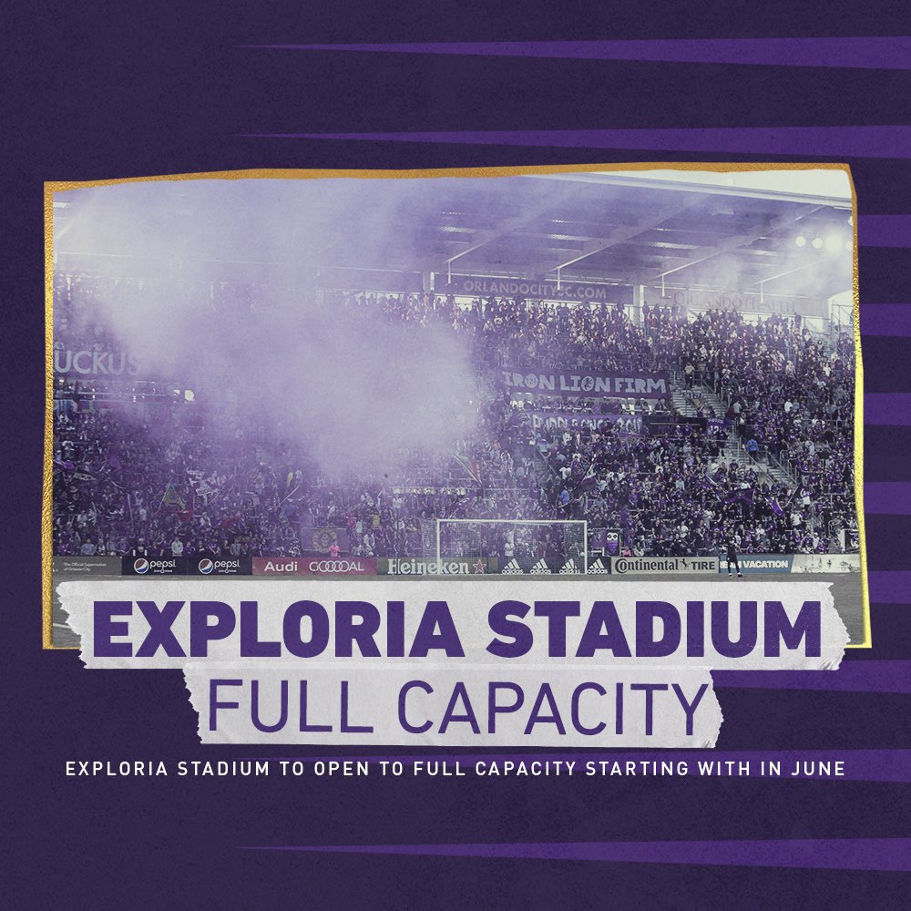 InterCo_Stadium's tweet photo. NEWS: Exploria Stadium to Open to Full Capacity Starting with Club’s June Matches.

Details » https://t.co/vryC0QbVi4 https://t.co/kXWaOtDJbI