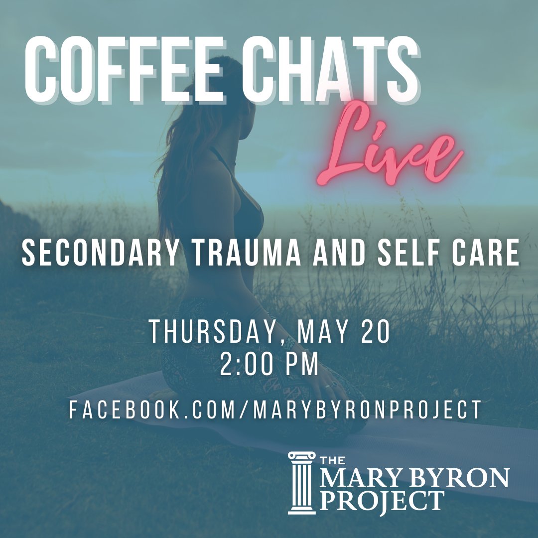 This week's Coffee Chat Live will be Thursday at 2:00 pm to speak about Secondary Trauma and Self Care. You don't wanna miss!