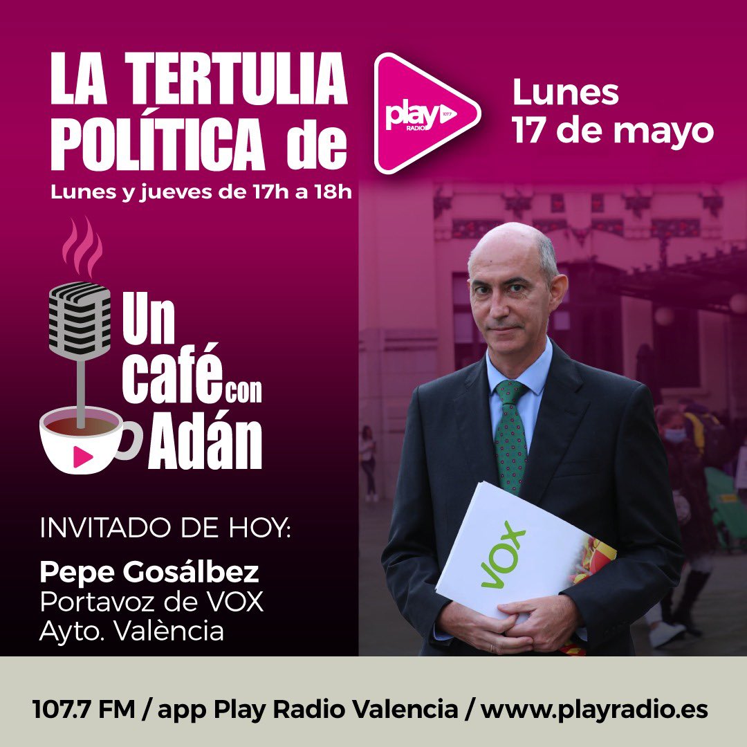 playradiovlc's tweet photo. PODCAST| Un Café con Adán ☕️

▶️ Con @JosGOSALBEZ1 @VOXvalenciaciud @AjuntamentVLC 

🎙 @antonioadanpla1 @amparosale @tamaritchema y Javier Almela

🔉 https://t.co/f46bxIQE2W

@uncafeconadan 
#LaRadioQueSienteValencia https://t.co/4xC5Lq8A8X