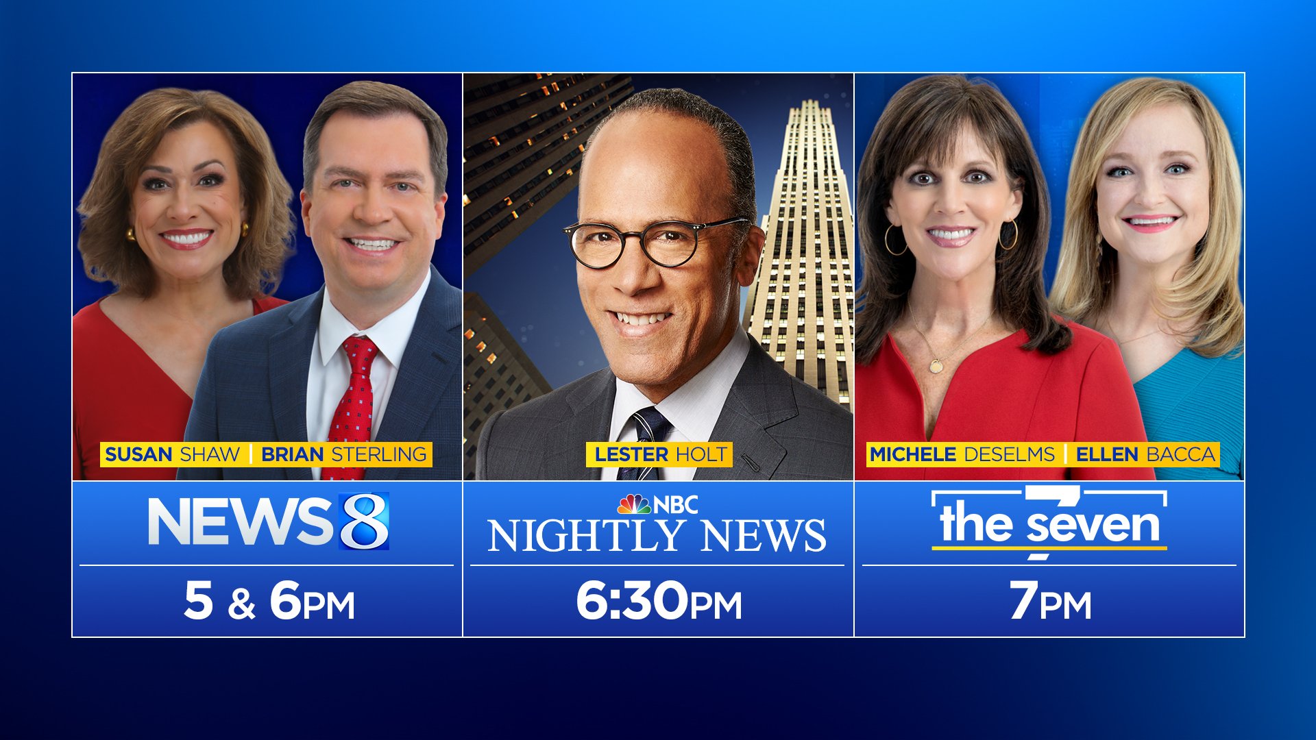 WOOD TV8 on X Join us tonight for The Seven now featuring MicheleDeSelms and ellenbacca. That s after our 5 p.m. and 6 p.m. newscasts with BriSterling and susanshaw and NBCNightlyNews. All News