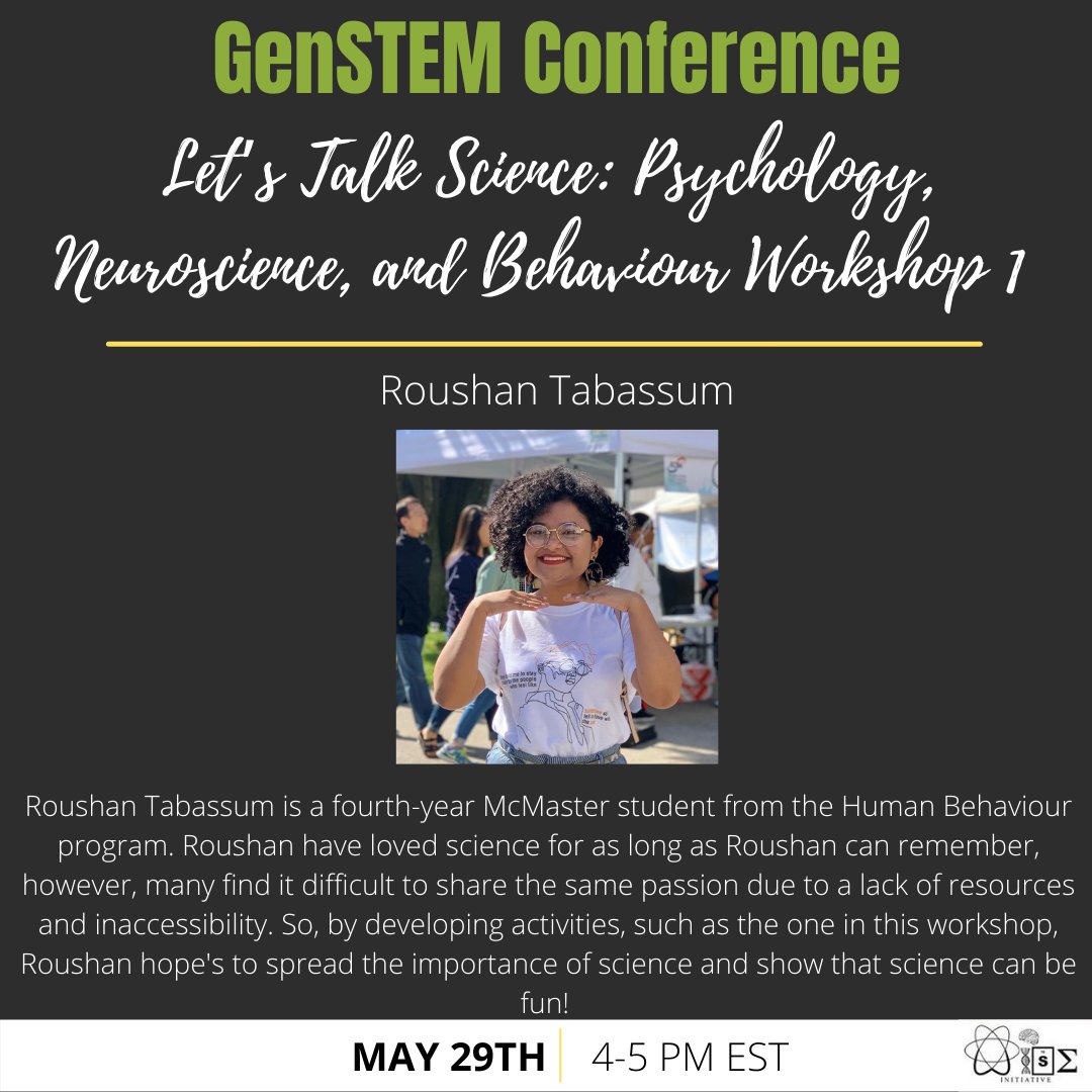 McMasterWISE's tweet image. GenSTEM Conference: Join Let’s Talk Science on May 29th from 4-5PM to to attend their workshops on Psychology, Neuroscience, and Behaviour! Plus for every workshop you attend you will be entered into a draw to win 1 of 2 $20 SkipTheDishes gift cards!
mcmaster.zoom.us/meeting/regist…