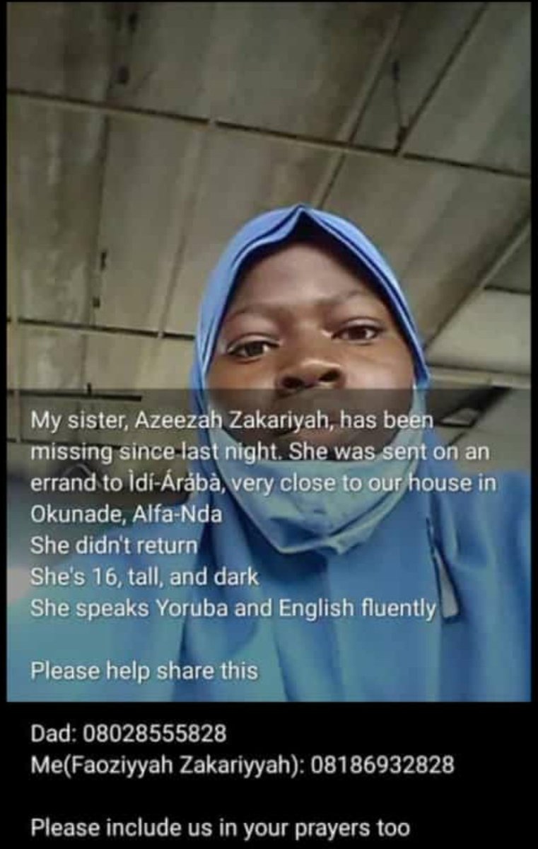 A friend posted this on whatsApp, please retweet. #AzeezahIsMissing #HelpFindAzeezah 

#EricaNlewedim #AmJudgingMatters 
ERICA IS COMING | MAZI