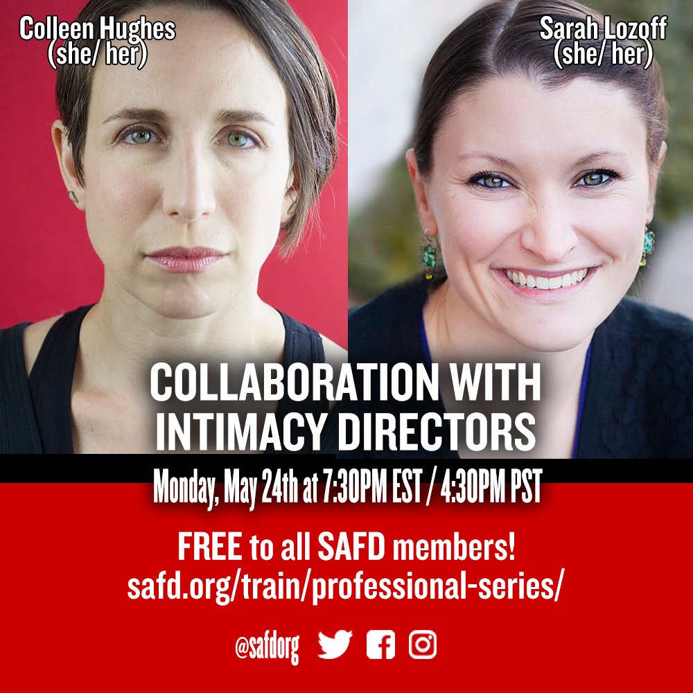 Certified Intimacy Directors Colleen Hughes and Sarah Lozoff discuss relationships between Intimacy Directors and Fight Directors and how those roles collaborate to create safe workspaces for actors (with ample time for questions & discussion.) #intimacydirection #fightdirection