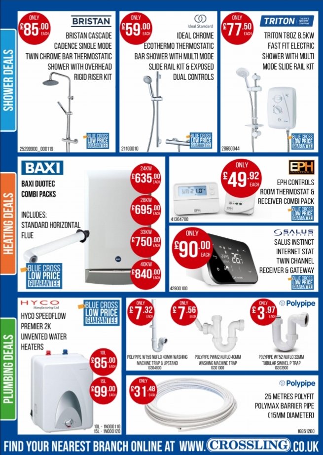 Check out some of our fantastic Trade Offers from now until July 31st, pop in store and grab a copy so you always have it to hand with great deals #crosslingdarlo #crossling #plumbing #sanitaryware #heating #eph #triton #wearecrossling #service #supplychain #alwaysdelivering