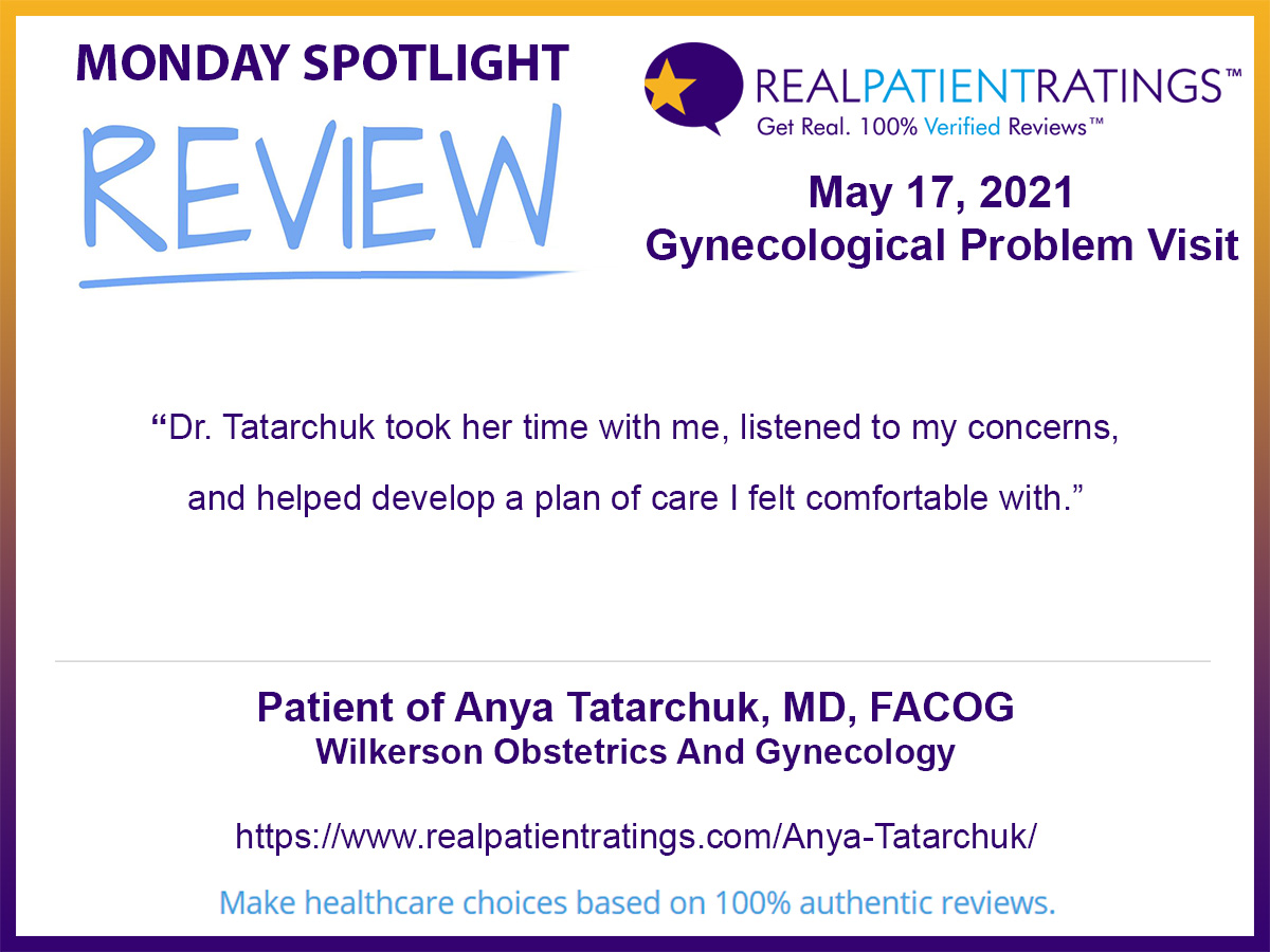 RealPatients's tweet photo. https://t.co/YOSoh05wYw
MONDAY SPOTLIGHT REVIEW

Patient of Anya Tatarchuk, MD, FACOG
Wilkerson Obstetrics And Gynecology

https://t.co/llECIzbXyO

#healthcare #medical #doctors #patientcare #health #review #medicine #patientreview #hospitals #personalhealth #reviews #vizium360 https://t.co/HpG4vlpIyw