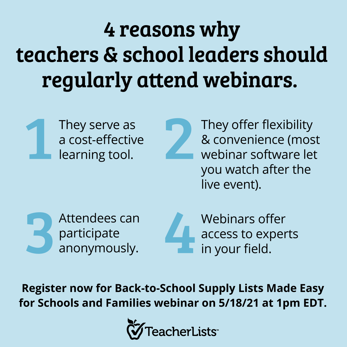 TeacherLists's tweet photo. Back-to-School Supply Lists Made Easy for Schools and Families #webinar Tomorrow at 1pm EDT.
 #educatorswebinar #teacherwebinar #educationwebinar 
Register: ➡️https://t.co/1YlOZihHNd https://t.co/upeL6ZgrUa