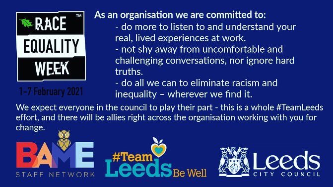 From working with senior leaders and key services across #Leeds Council to establish a #BAME Action Plan which seeks to improve the experiences of our ethnic minority colleagues, supported with a clear commitment by our leadership incl our Chief Exec @tomriordan 👇🏽#TeamLeeds