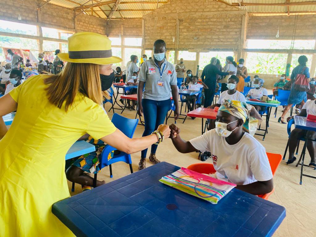PhilipSmithFCDO's tweet photo. Great to be out in Aburi today with Special Envoy @HelenGrantMP meeting some of the 17,000 out-of-school girls being given a second chance at an education by #UKAid. Many of these young women have never been to school or left early because they married, had a baby or had to work. https://t.co/06lcfViwj4