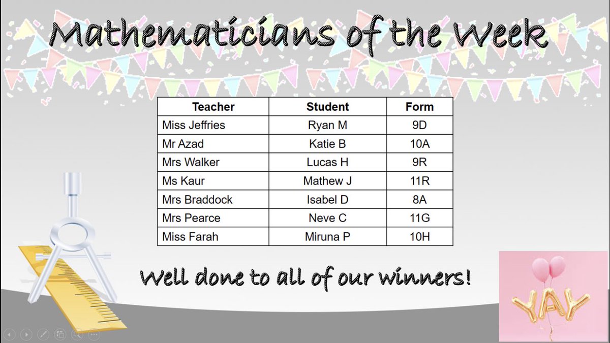 Our Mathematician of the Week winners for week 4 are here. Well done! <a href="/AldersleyHighSc/">AldersleyHighSchool</a> <a href="/AHSMathematics/">AHS Maths</a> @AHSYear10 @AhsYear11 @Year9AHS1 <a href="/miss_kdunn/">Mrs K Humphreys</a>
