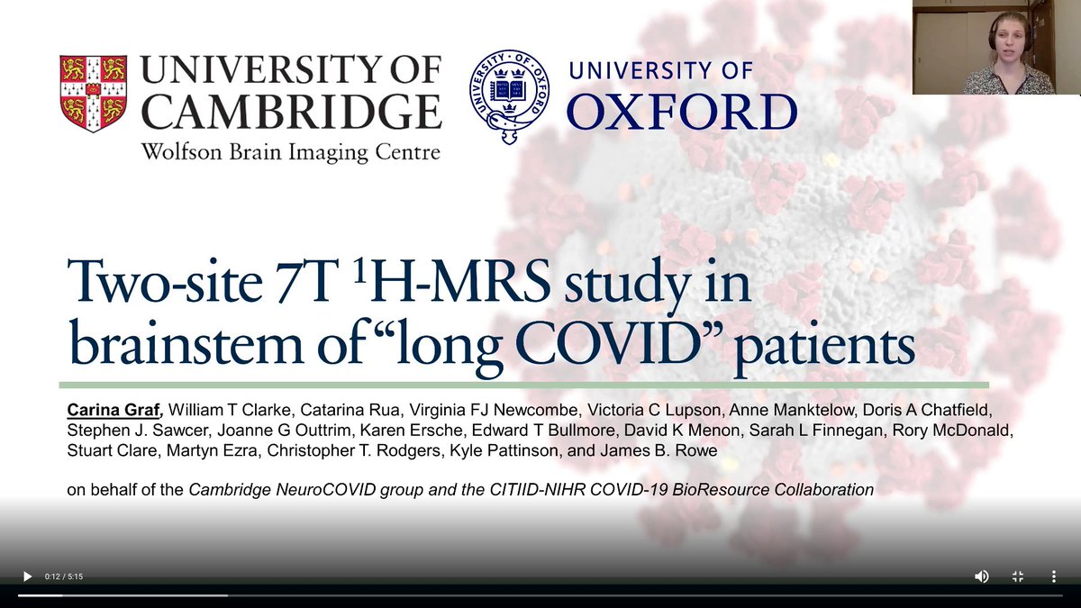 Will Clarke (@wt_clarke) on Twitter photo Very pleased that <a href="/brainchemie/">Carina Graf</a> is able to present at #ismrm21 the early results of an MRS study in the effects of COVID on the brainstem. "Long" COVID patients scanned at both @OxfordWIN and <a href="/wbic_cam/">WBIC</a>, with <a href="/kyletsp/">Kyle Pattinson</a> leading things at the Oxford end. Very pleased that <a href="/brainchemie/">Carina Graf</a> is able to present at #ismrm21 the early results of an MRS study in the effects of COVID on the brainstem. "Long" COVID patients scanned at both @OxfordWIN and <a href="/wbic_cam/">WBIC</a>, with <a href="/kyletsp/">Kyle Pattinson</a> leading things at the Oxford end.