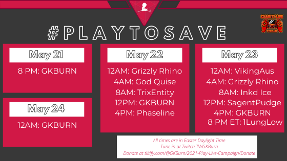 GKburnGaming's tweet photo. Dont forget to tune in this Friday at 8PM EST for our #Play2Save @StJudePLAYLIVE Charity Live Stream Event!

54 Hours of great content from great creators! And it all supports an even better charity!

https://t.co/Oi7VC4YXAE

https://t.co/lylCuJoZU0 https://t.co/gaiSoOrs5p